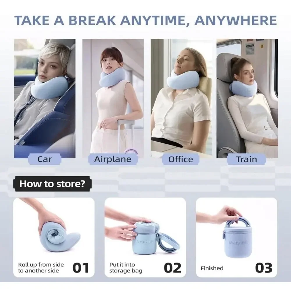EVERY THINK Travel Pillow - Memory Foam Neck Pillow Light Blue #RC-4 Brand new